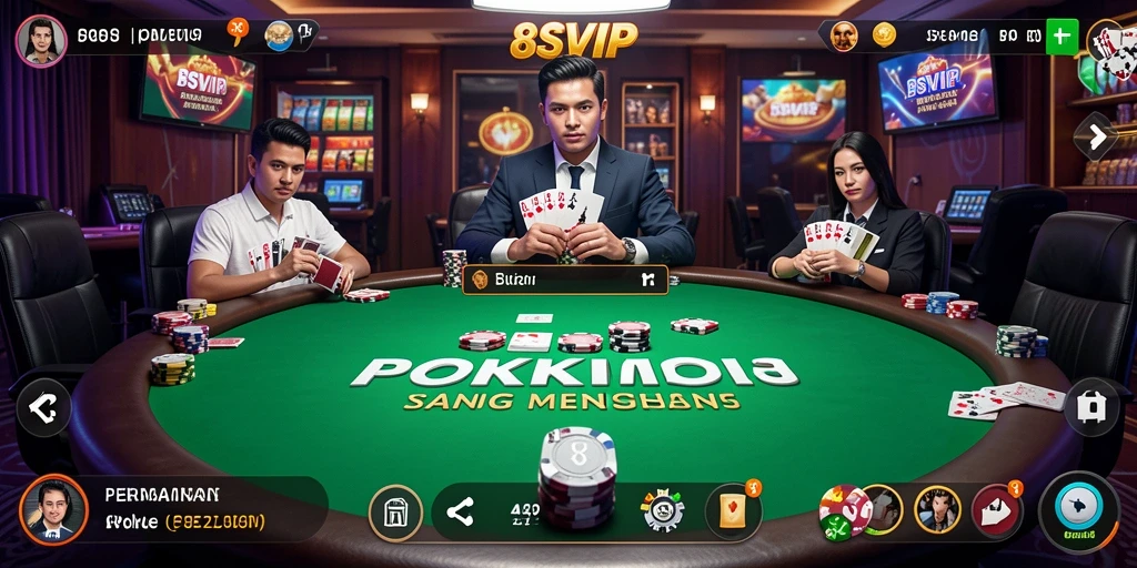 Screenshot aplikasi 8SVIP yang menampilkan gameplay seru poker.