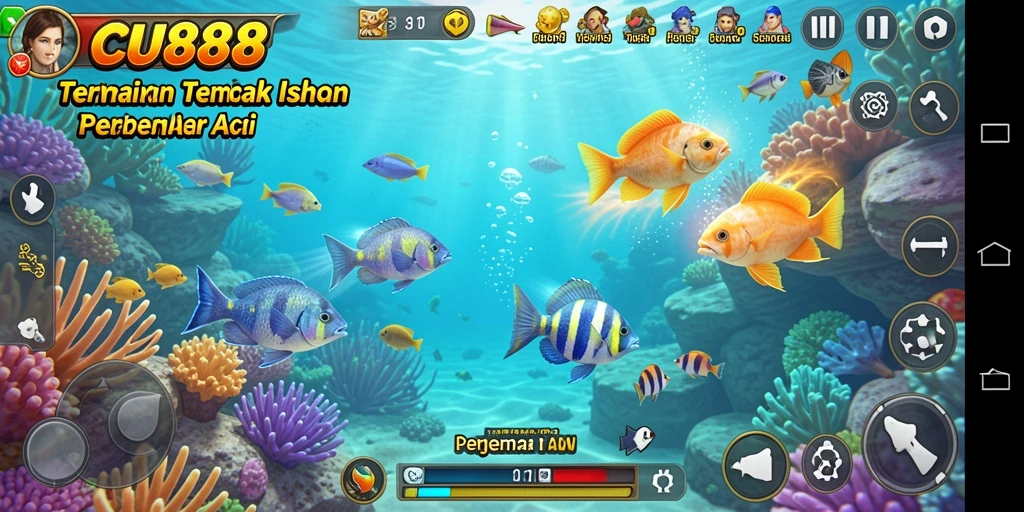 Tampilan gameplay menembak ikan yang seru dan penuh aksi.