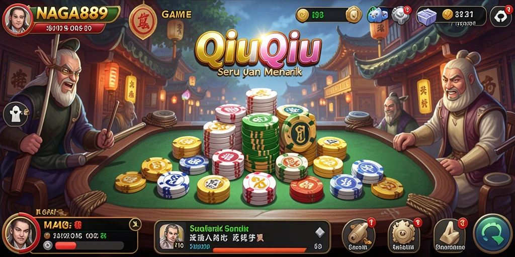 Screenshot NAGA889 menampilkan suasana permainan QiuQiu yang seru.